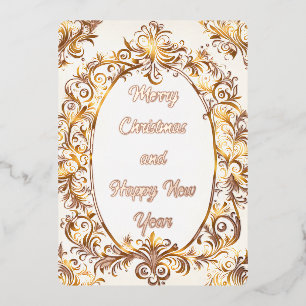 merry christmas and happy new year! foil holiday card