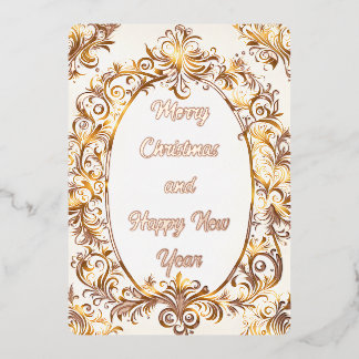 merry christmas and happy new year! foil holiday card