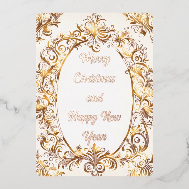 merry christmas and happy new year! foil holiday card (Front)