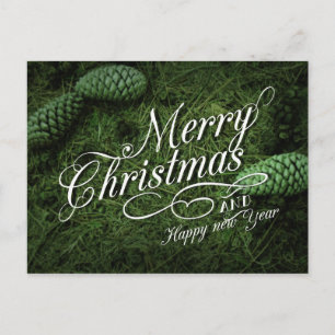 Merry Christmas and Happy New Year Green Holiday Postcard