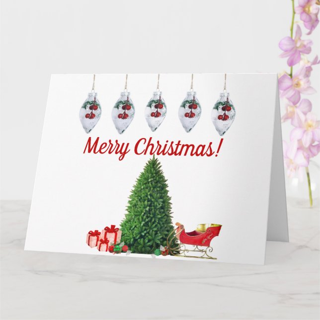 Merry Christmas and Happy New Year Greeting Card (Orchid)