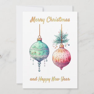 Merry Christmas and Happy New Year greeting card