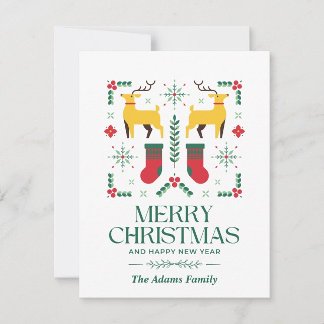 MERRY CHRISTMAS AND HAPPY NEW YEAR Holiday Card (Front)
