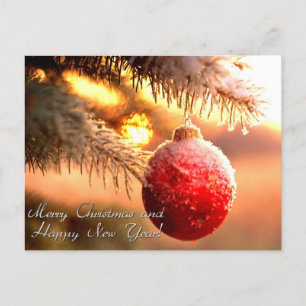 merry christmas and happy new year holiday postcard