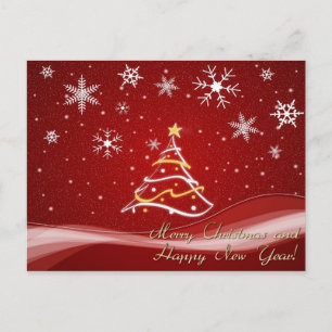 merry christmas and happy new year holiday postcard