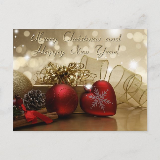 merry christmas and happy new year holiday postcard (Front)
