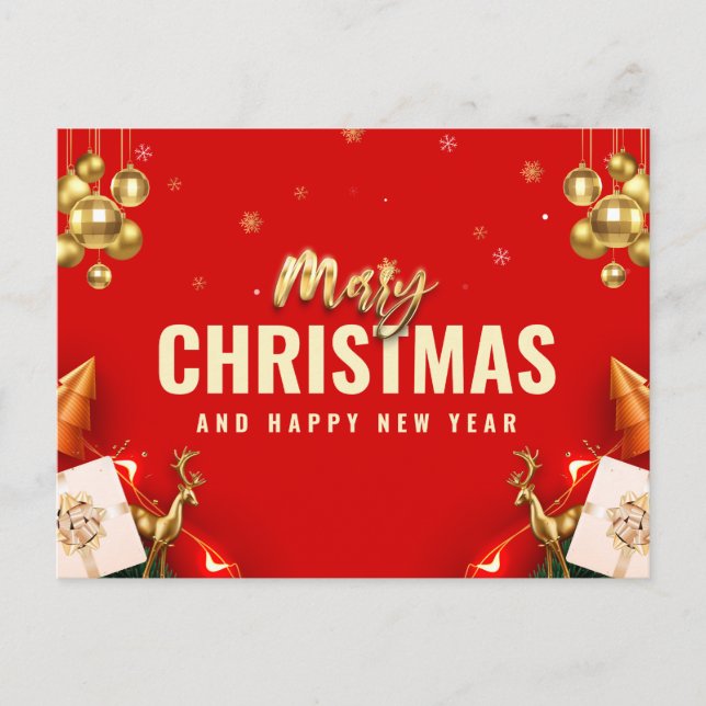 Merry Christmas and Happy New Year  Holiday Postcard (Front)