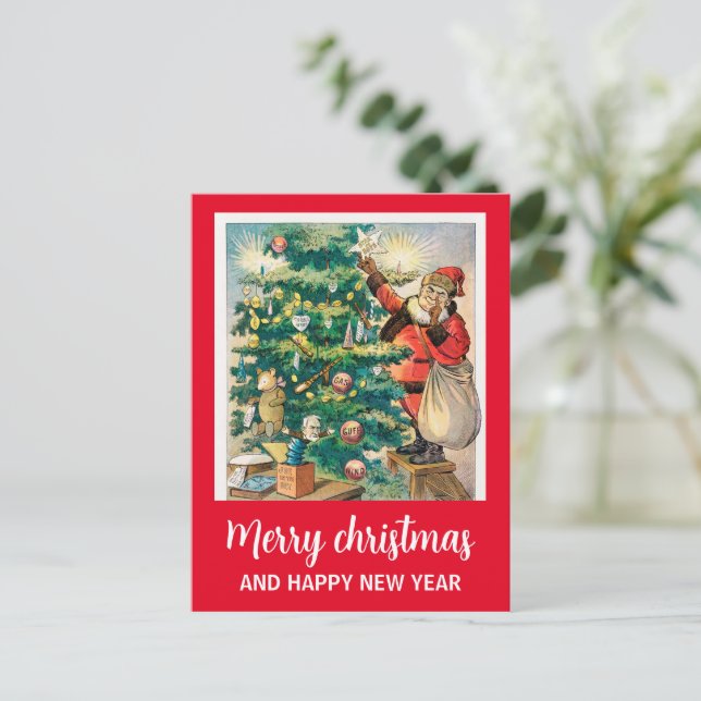 Merry christmas and happy new year holiday postcard (Standing Front)