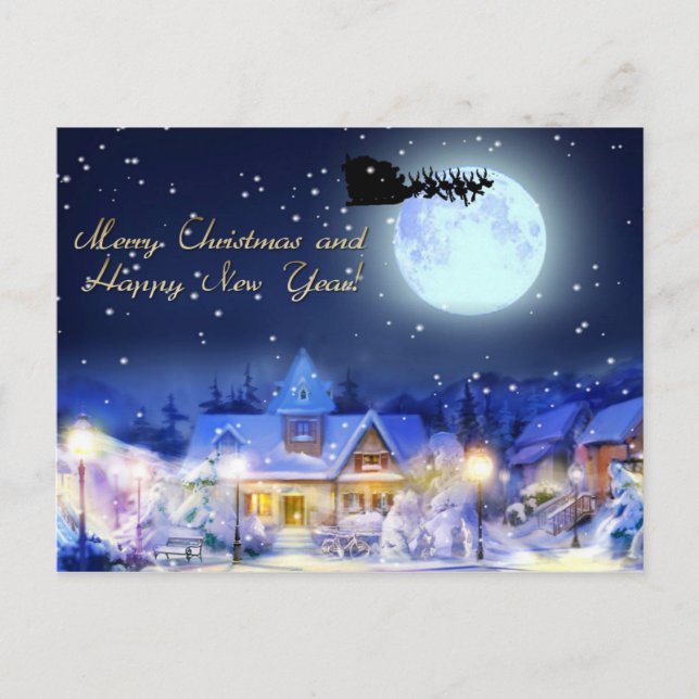 merry christmas and happy new year holiday postcard (Front)