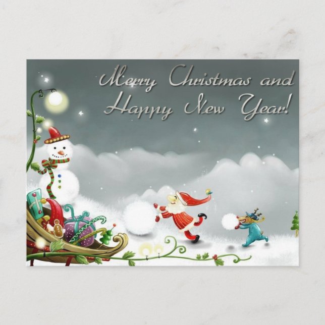 merry christmas and happy new year holiday postcard (Front)