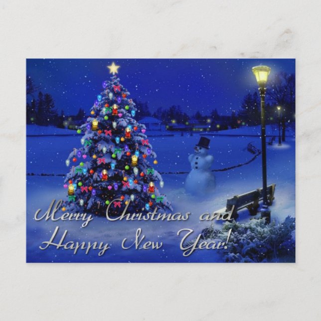 merry christmas and happy new year holiday postcard (Front)