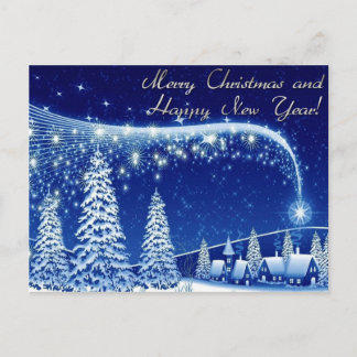 merry christmas and happy new year holiday postcard