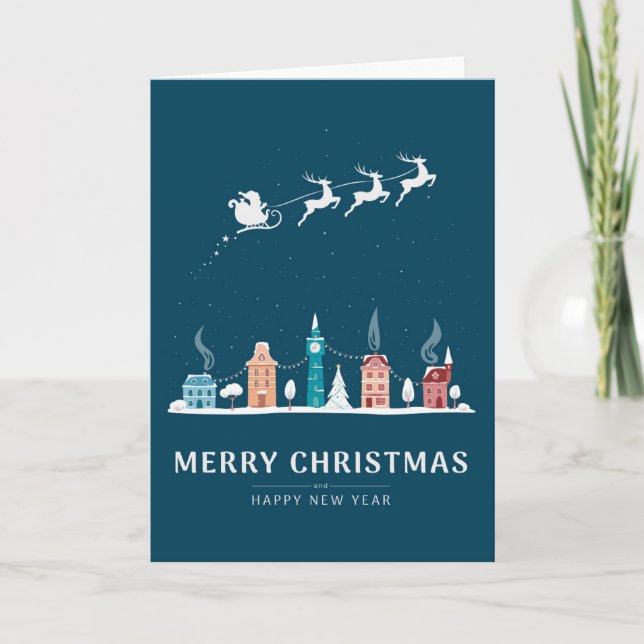 Merry Christmas and Happy New Year in Town Holiday Card (Front)