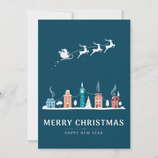 Merry Christmas and Happy New Year in Town Holiday Card (Front)