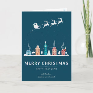 Merry Christmas and Happy New Year in Town Holiday Card