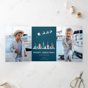 Merry Christmas and Happy New Year in Town Tri-Fold Holiday Card