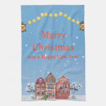 Merry Christmas and Happy New Year Kitchen Towels