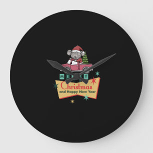 Merry Christmas and Happy New Year Large Clock