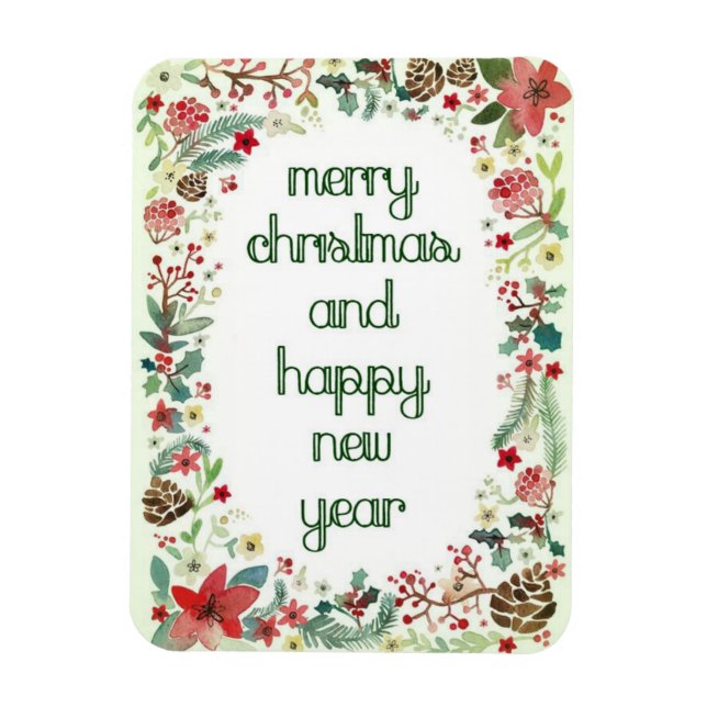 Merry Christmas and Happy New Year Magnet (Vertical)