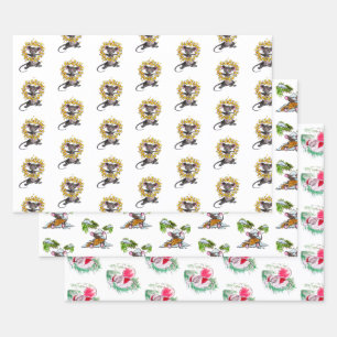 Merry Christmas and Happy New Year Mice Wrapping Paper Sheet