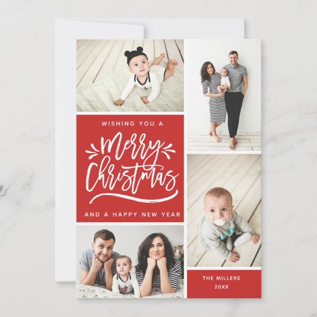 Merry Christmas and Happy New Year Multi Photo Holiday Card (Front)