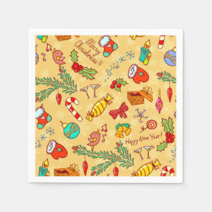 Merry Christmas And Happy New Year Napkin