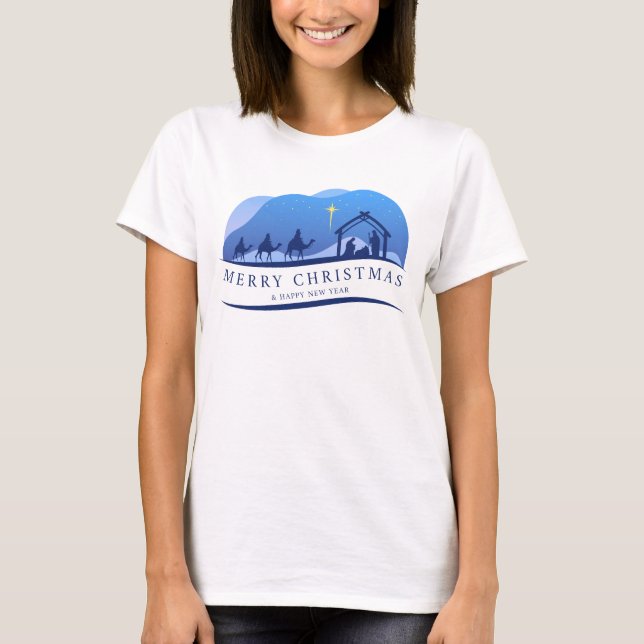 Merry Christmas and Happy New Year Nativity T-Shirt (Front)