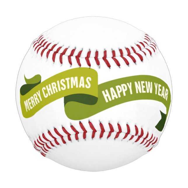 Merry Christmas and Happy New year on green ribbon Baseball (Front)