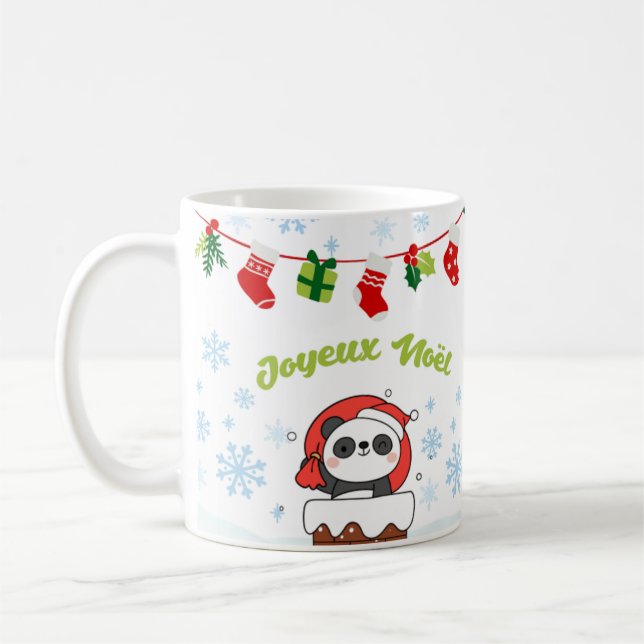 Merry Christmas and Happy New Year Pandas Coffee Mug (Left)