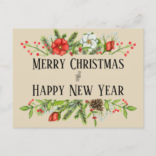 Merry Christmas and Happy New Year Personalised Postcard