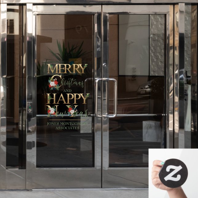 Merry Christmas and Happy New Year Personalised Window Cling (Office Door)