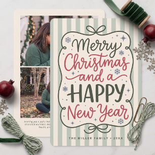 Merry Christmas and Happy New Year Photo Holiday Card