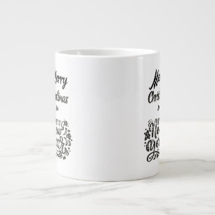 Merry Christmas and Happy New Year Plain Design Large Coffee Mug