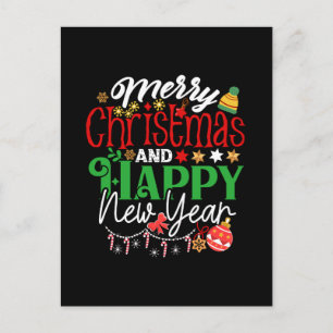 Merry Christmas And Happy New Year Postcard