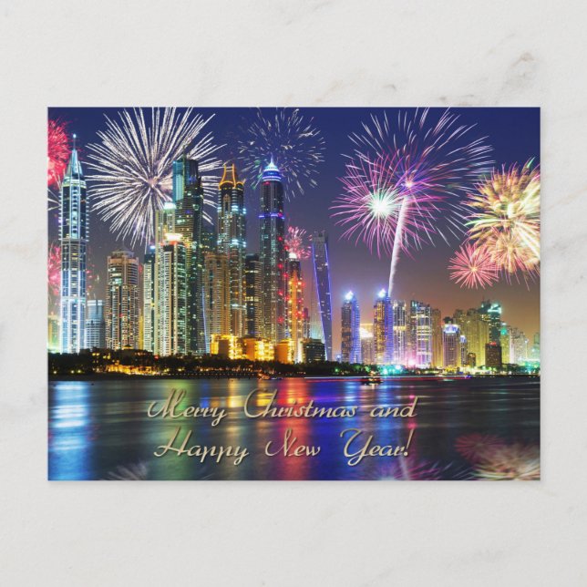 Merry Christmas and Happy New Year Postcard (Front)