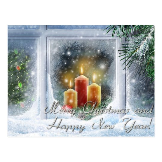 merry christmas and happy new year postcard