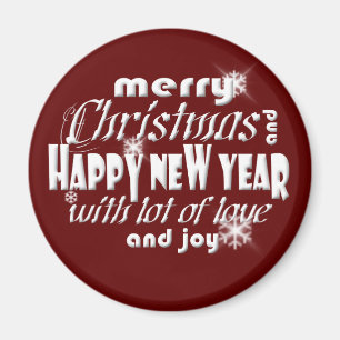 Merry Christmas and Happy New Year red Magnet