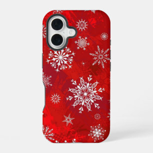 merry christmas and happy new year red snowflake iPhone 16 case