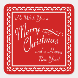 Merry Christmas and Happy New Year Red Stickers