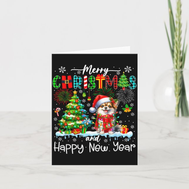 Merry Christmas And Happy New Year Santa Chihuahua Card (Front)