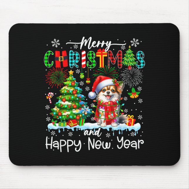 Merry Christmas And Happy New Year Santa Chihuahua Mouse Mat (Front)