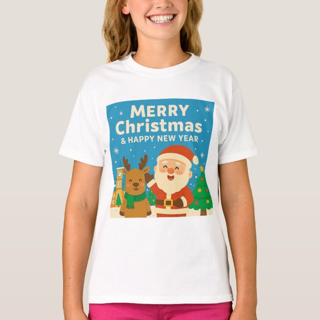 Merry Christmas and Happy New Year - Santa T-Shirt (Front)