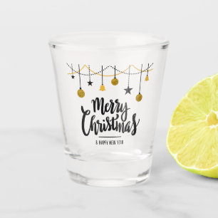 Merry Christmas and Happy New Year Shot Glass