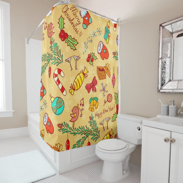 Merry Christmas And Happy New Year Shower Curtain (In Situ)
