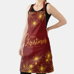 Merry Christmas and Happy New Year Snowflakes Apron