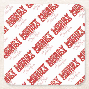 Merry Christmas and Happy New Year Square Paper Coaster