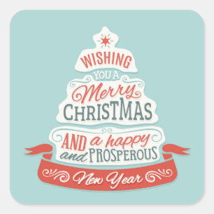 Merry Christmas And Happy New Year Square Sticker