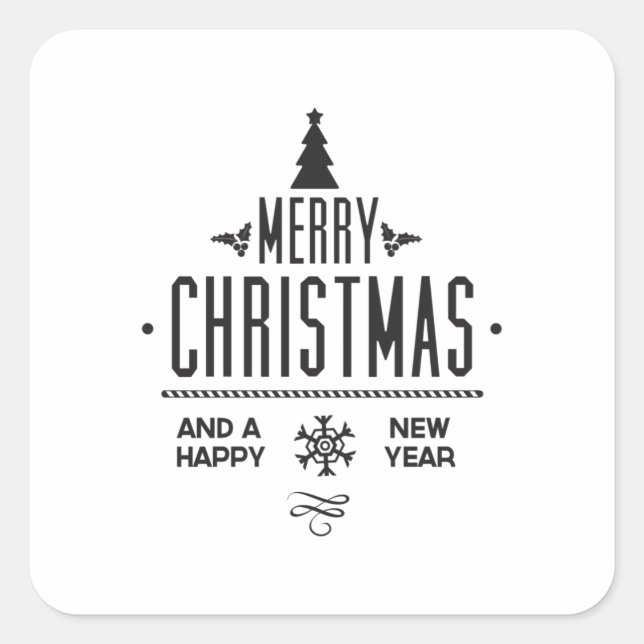 Merry Christmas and Happy New Year Square Sticker (Front)