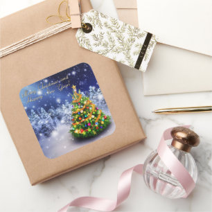 Merry christmas and happy new year square sticker