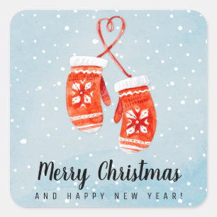 Merry Christmas and Happy New Year Square Sticker